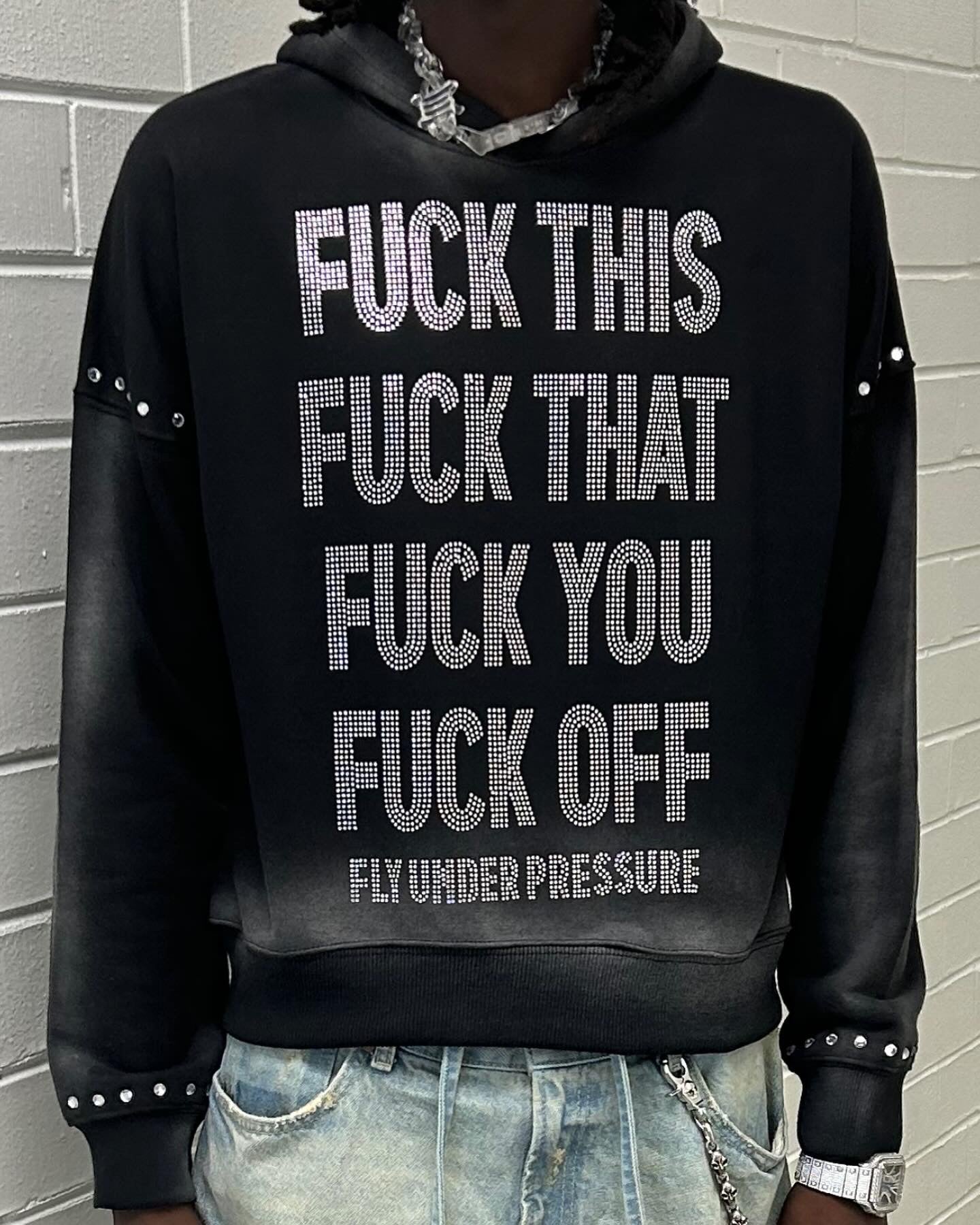 F**K YOU RHINESTONE HOODIE